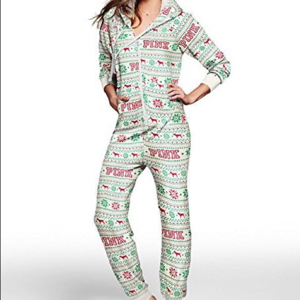 VS Pink Christmas Onesie PJ’s